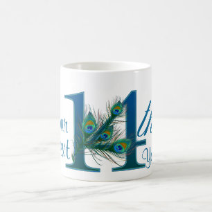 Number 14 / 14th 100% custom text design mug