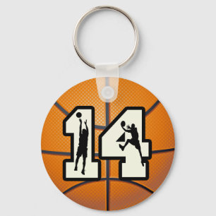 Number 14 Basketball and Players Keychain
