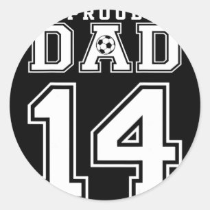 Number 14 Custom Proud Soccer Futbol Dad Personali Classic Round Sticker