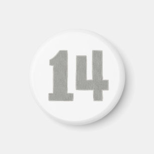Number 14 magnet in silver and grey