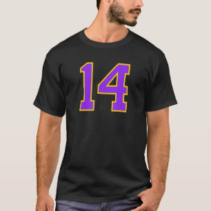 Number #14 Sports Jersey Yellow Purple Favourite L T-Shirt