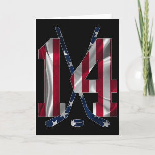 Number 14 Years Ice Hockey 14th Birthday Card