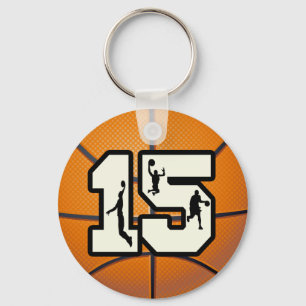 Number 15 Basketball and Players Keychain