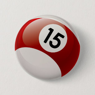 NUMBER 15 BILLARDS BALL 2 INCH ROUND BUTTON