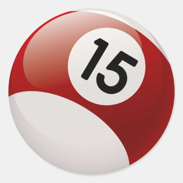 NUMBER 15 BILLARDS BALL CLASSIC ROUND STICKER (Front)