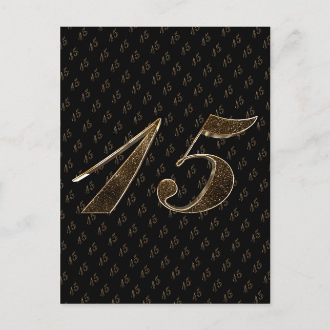 Number 15 Girls 15th Quinceanera Birthday Wedding Postcard (Front)
