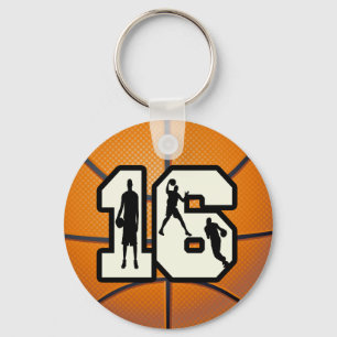 Number 16 Basketball and Players Keychain