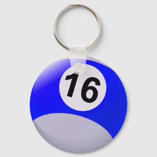 Number 16 Billiards Ball Keychain