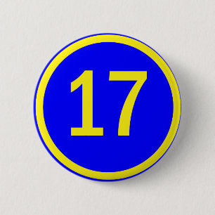 number 17 in a circle 2 inch round button