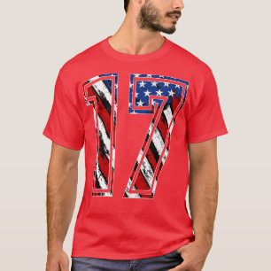 Number 17 Red White and Blue American Flag 17 Jers T-Shirt