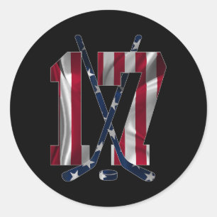 Number 17 Years Ice Hockey 17th Birthday Classic Round Sticker