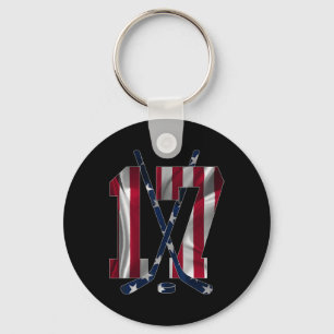 Number 17 Years Ice Hockey 17th Birthday  Keychain