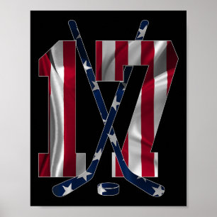 Number 17 Years Ice Hockey 17th Birthday  Poster
