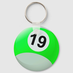 Number 19 Billiards Ball Keychain
