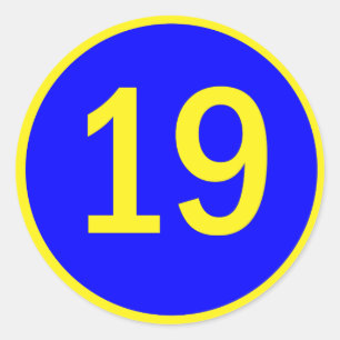 number 19 in a circle classic round sticker