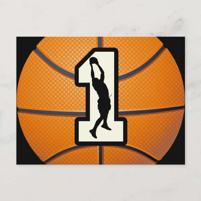 Number 1 Basketball and Players Postcard (Front)