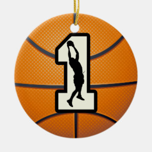 Number 1 Basketball Ceramic Ornament