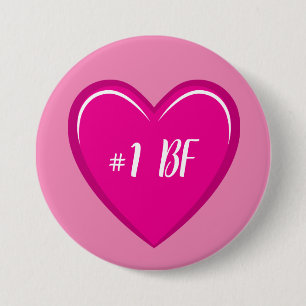 Number 1 BF Simple Pink Heart Graphic  3 Inch Round Button
