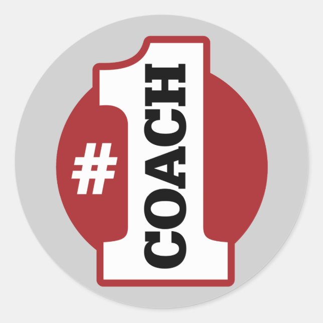Number 1 Coach Classic Round Sticker (Front)