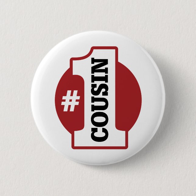 Number 1 Cousin 2 Inch Round Button (Front)