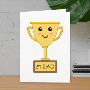 Number 1 Dad Cute Trophy Father's Day Card
