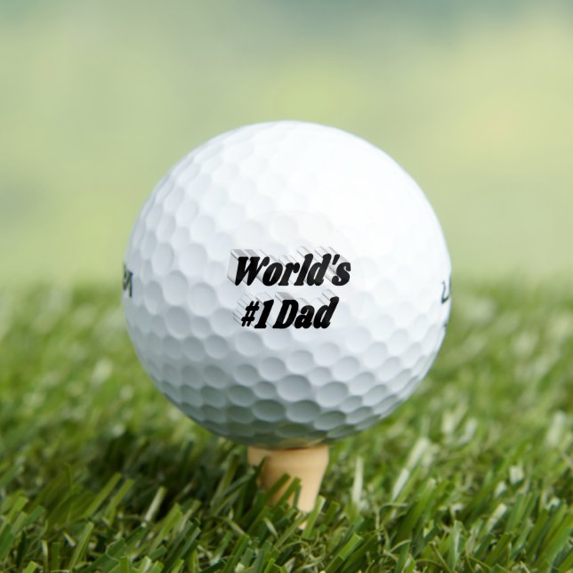 Number 1 Dad Fathers Day black text Golf Balls (Insitu Tee)