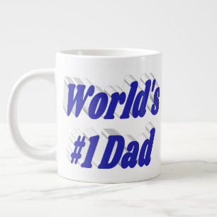 Number 1 Dad Fathers Day blue half text Large Coffee Mug