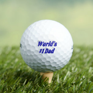 Number 1 Dad Fathers Day blue text Golf Balls