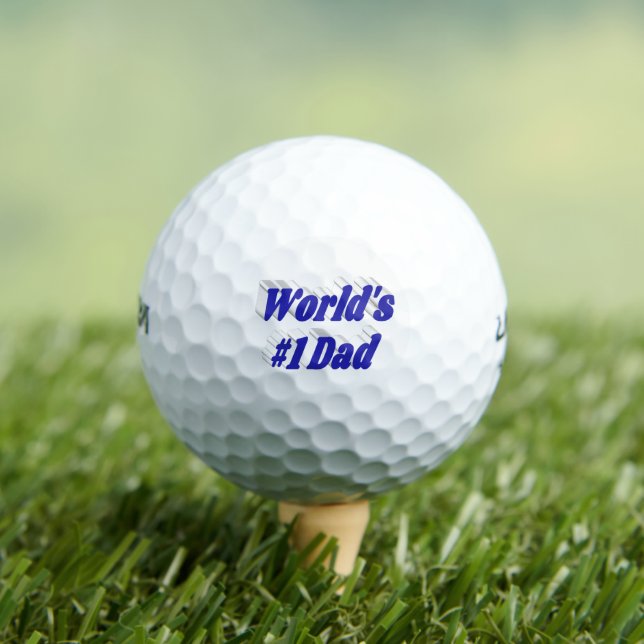 Number 1 Dad Fathers Day blue text Golf Balls (Insitu Tee)