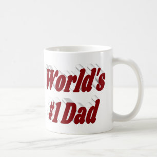 Number 1 Dad Fathers Day burgundy half text Coffee Mug