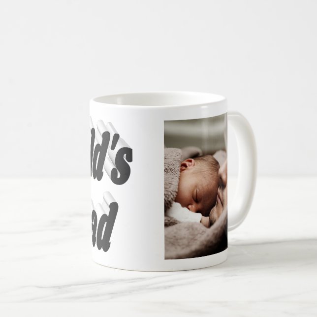 Number 1 Dad Fathers Day Photo black text  Coffee Mug (Front Right)