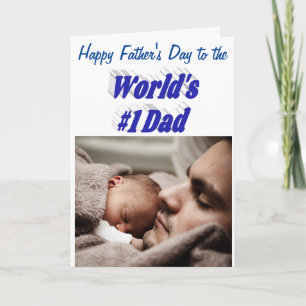 Number 1 Dad Fathers Day Photo blue Card
