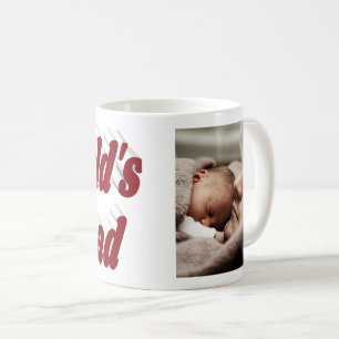 Number 1 Dad Fathers Day photo burgundy text  Coffee Mug