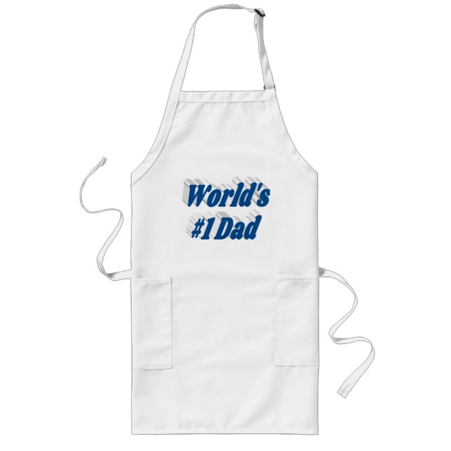 Number 1 Dad Fathers Day sea blue text Long Apron (Front)