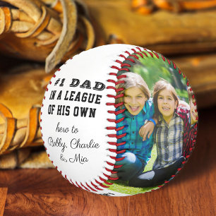 Number 1 Dad Saying Custom 2 Photo Personalized Baseball