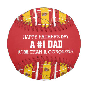 NUMBER 1 DAD Spanish Flag Fathers Day Baseball