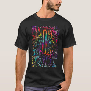 Number 1 First Grade Tie Dye Colourful Back To Sch T-Shirt