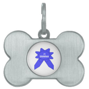 Number 1 Grandma Blue Ribbon Pet ID Tag
