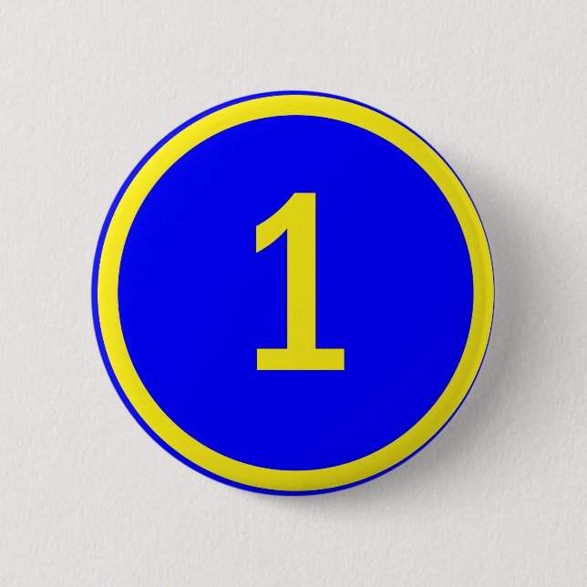 number 1 in a circle 2 inch round button (Front)