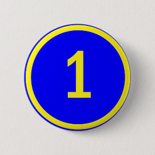 number 1 in a circle 2 inch round button