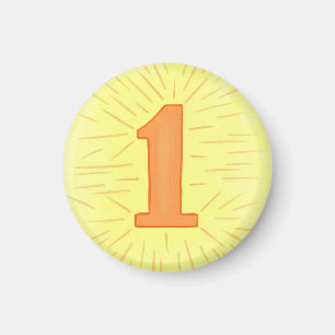 Number 1 magnet with yellow and orange