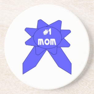 Number 1 Mom Blue Ribbon Coaster