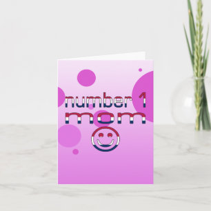 Number 1 Mom in American Flag Colours Card