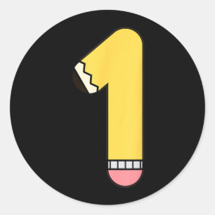 Number 1 Pencil Back to School 1st Birthday First Classic Round Sticker