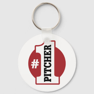 Number 1 Pitcher Keychain