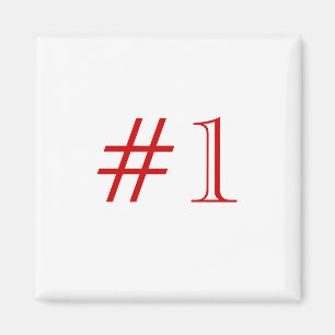Number 1. Red and White. Custom Magnet