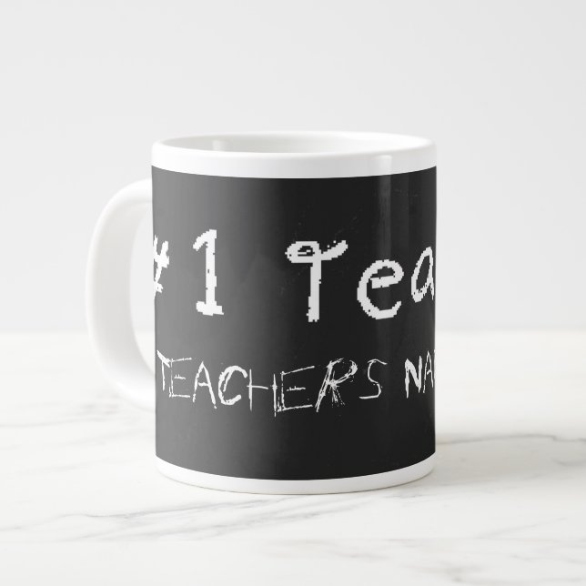 Number 1 Teacher Personalize With Teachers Name Large Coffee Mug (Front Left)