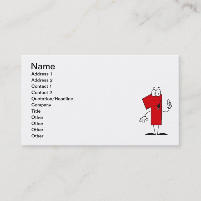 Number 1st Birthday T shirts and Gifts Business Card (Front)