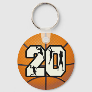 Number 20 Basketball Keychain
