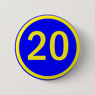 number 20 in a circle 2 inch round button